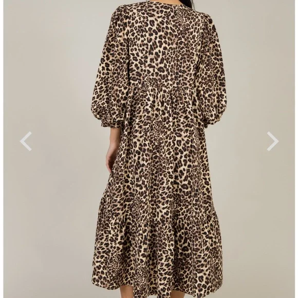 JODIFL gorgeous Bow Midi Dress Leopard Small~NWOT’S - Picture 12 of 12